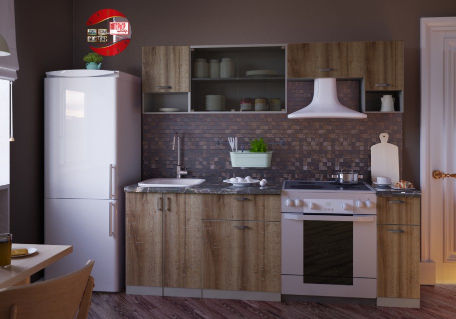 Кухня Зара ЛДСП 2.1М ясень темный/ясень