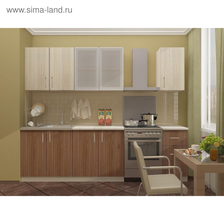 Кухня Зара ЛДСП 2.1М ясень темный/ясень светлый