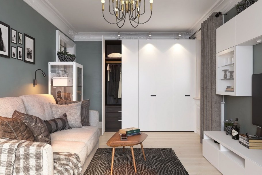 Сканди гостиная в хрущевке