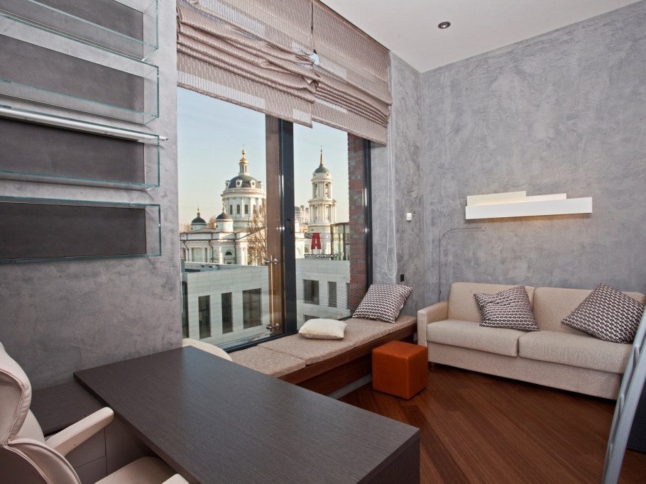 Декоративная штукатурка в интерьере гостиной