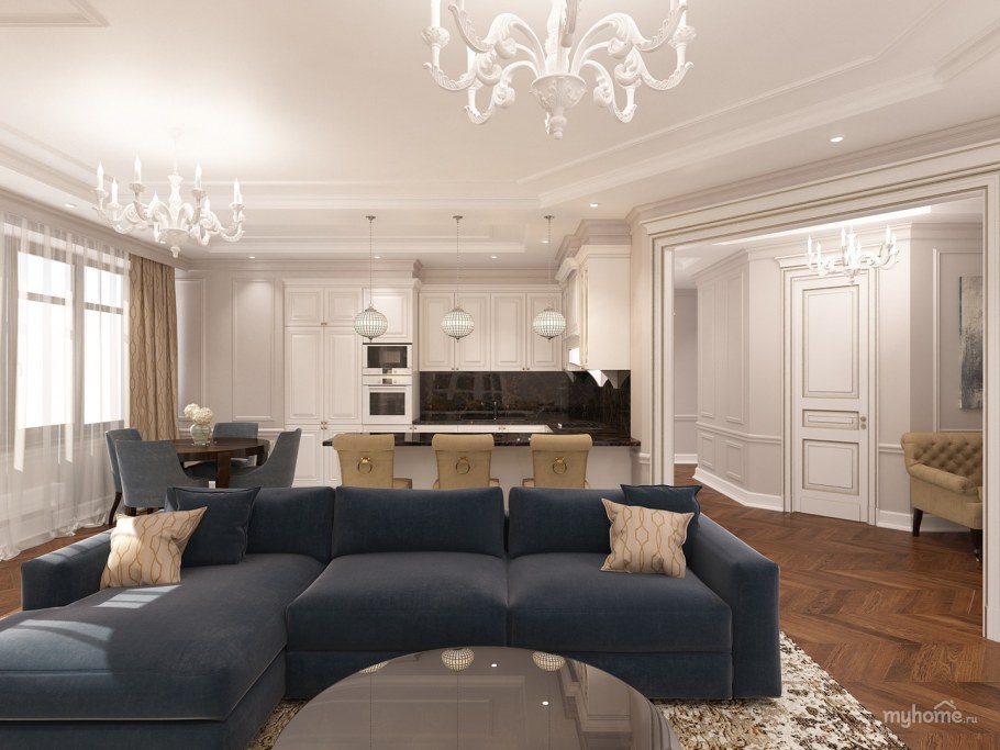 Гостиная Неоклассика 35м2