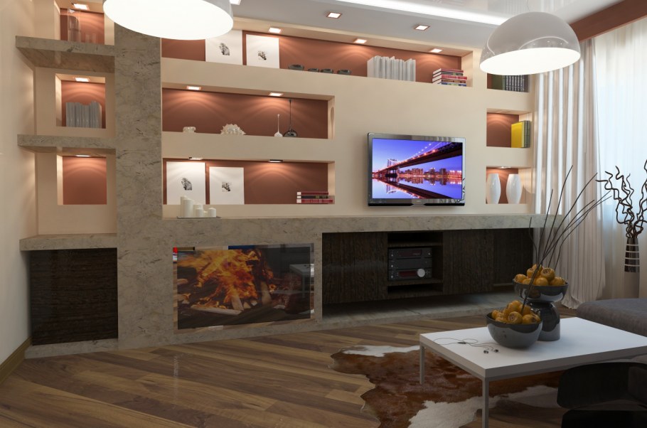 Гостиная из гипсокартона