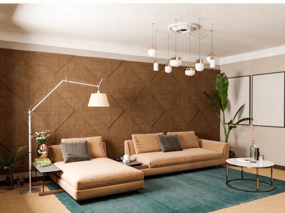 Шпонированные панели Topperfo Micro Ulme Stone Edition Acoustic Wood Panel