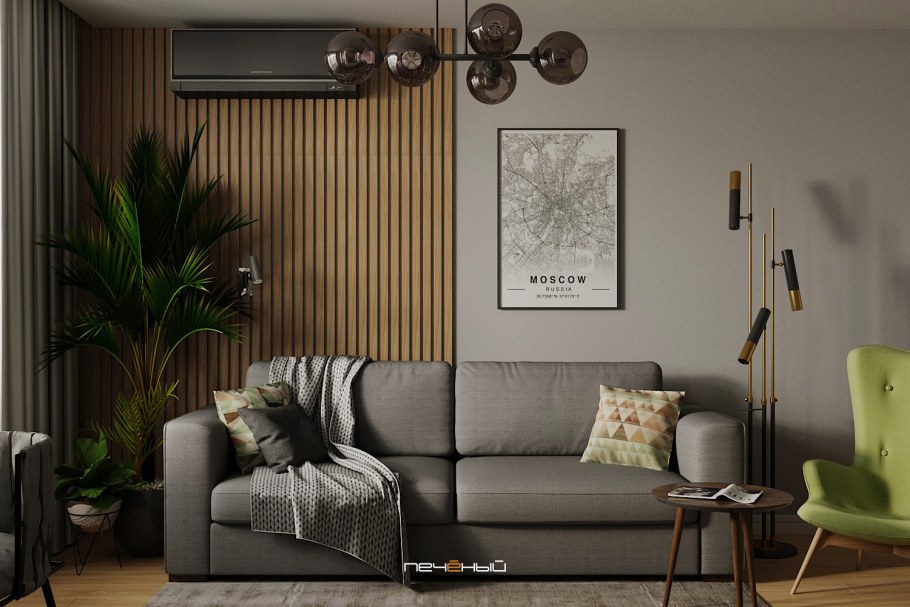 Акцент на стене в гостиной