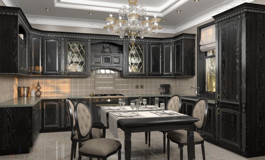 Итальянские кухни черного цвета