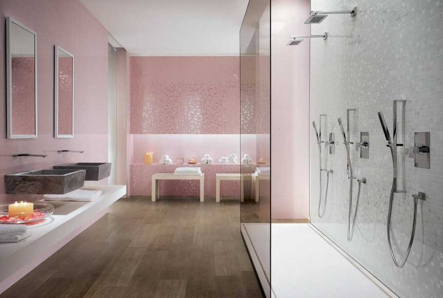 Плитка для ванной комнаты розовая