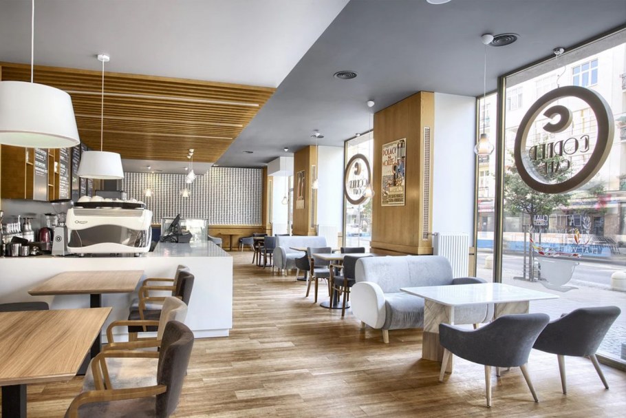 Контемпорари стиль в интерьере кафе