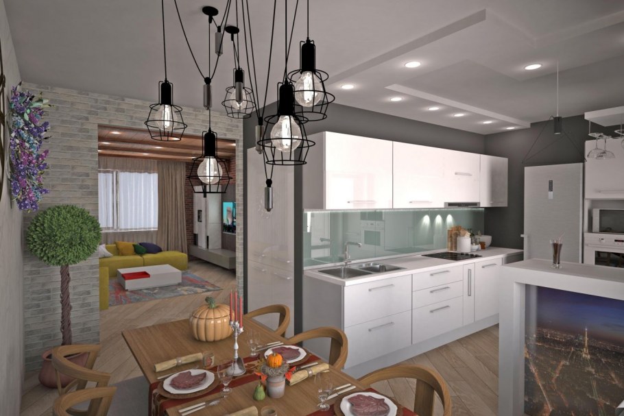 Планировка таунхауса кухня