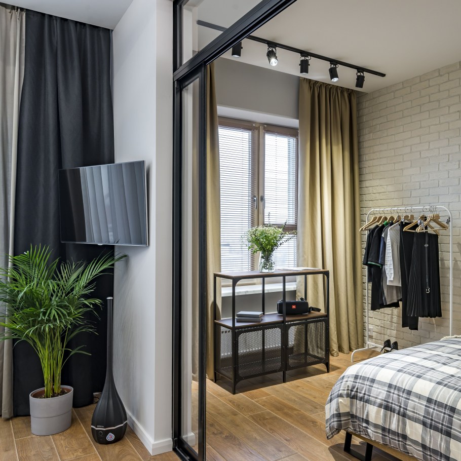 Студия 25 кв м в стиле лофт кирпич