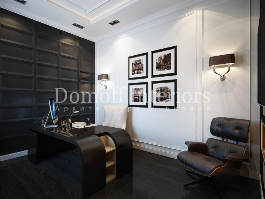 Интерьере бело коричневый кабинет