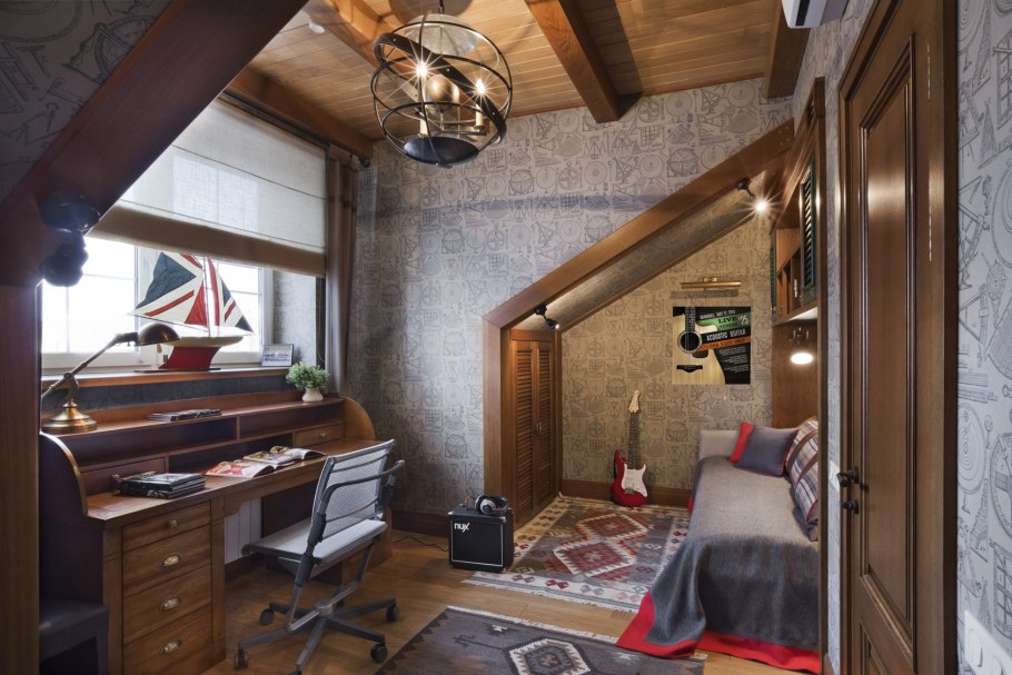 Интерьер мансарды для подростка мальчика