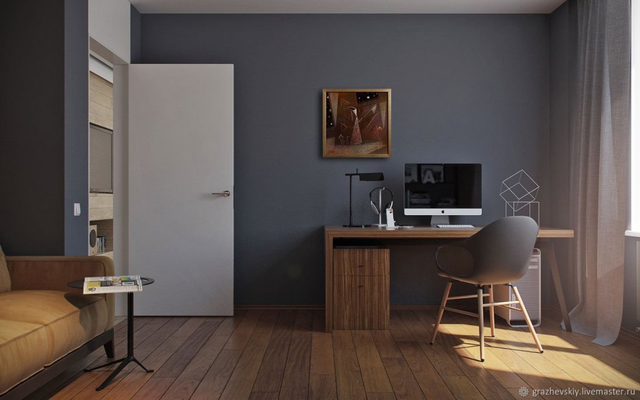 Комната с серыми стенами