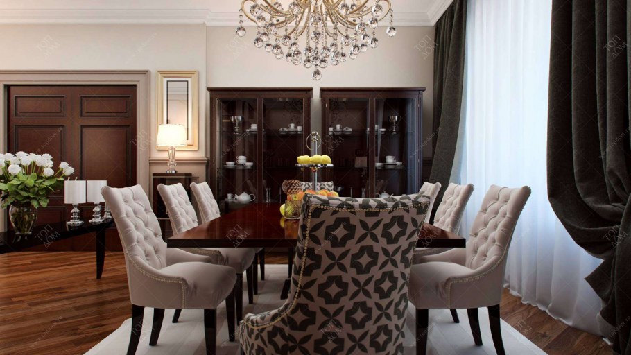 Гостиная в неоклассическом стиле с подсветкой на стене