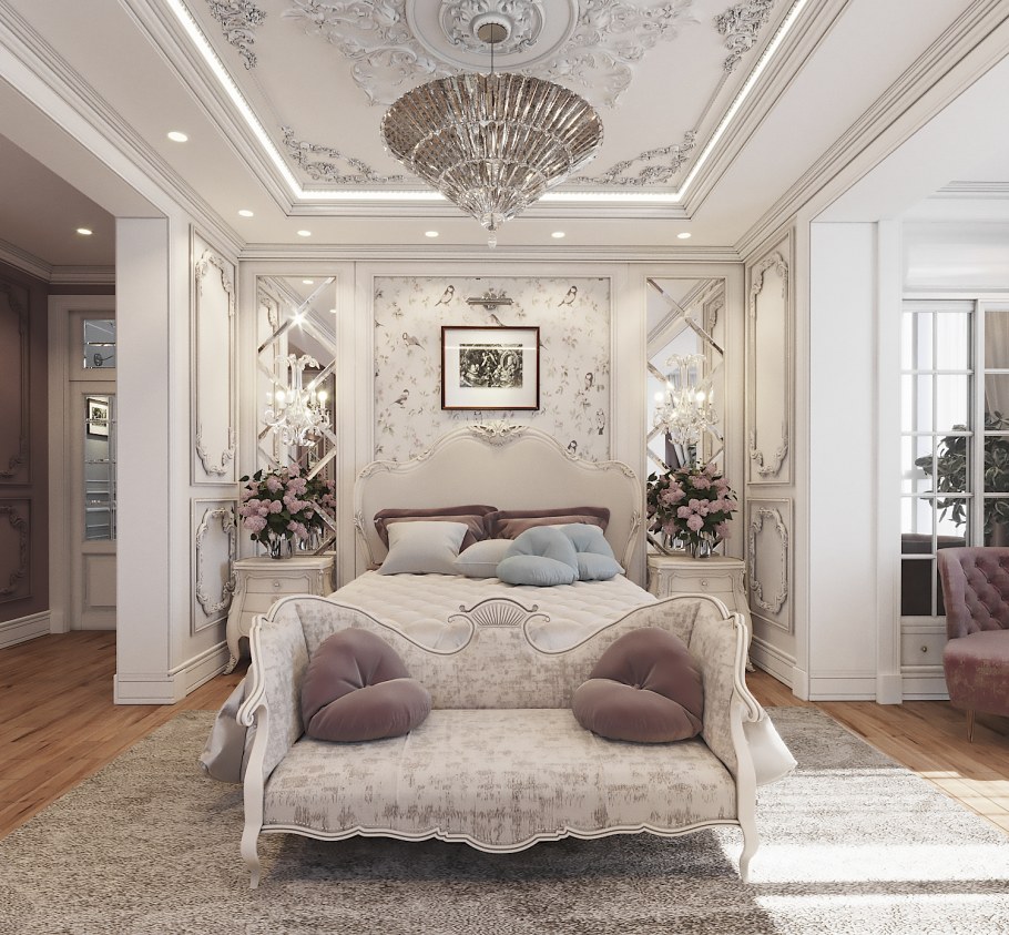 Линкруста в интерьере гостиной в стиле Неоклассика