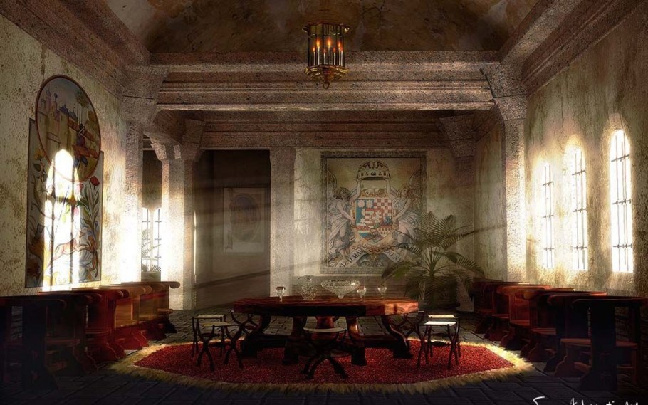 Столовая в замке фэнтези