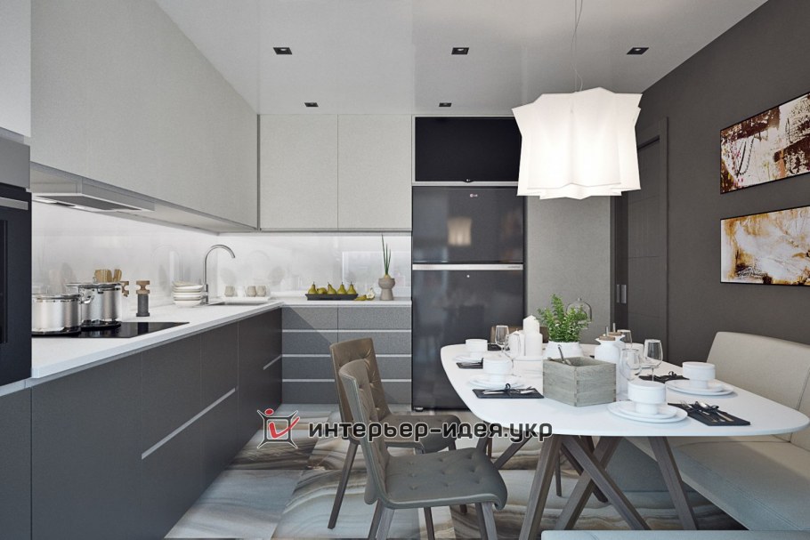 Кухня 12 кв в серых тонах