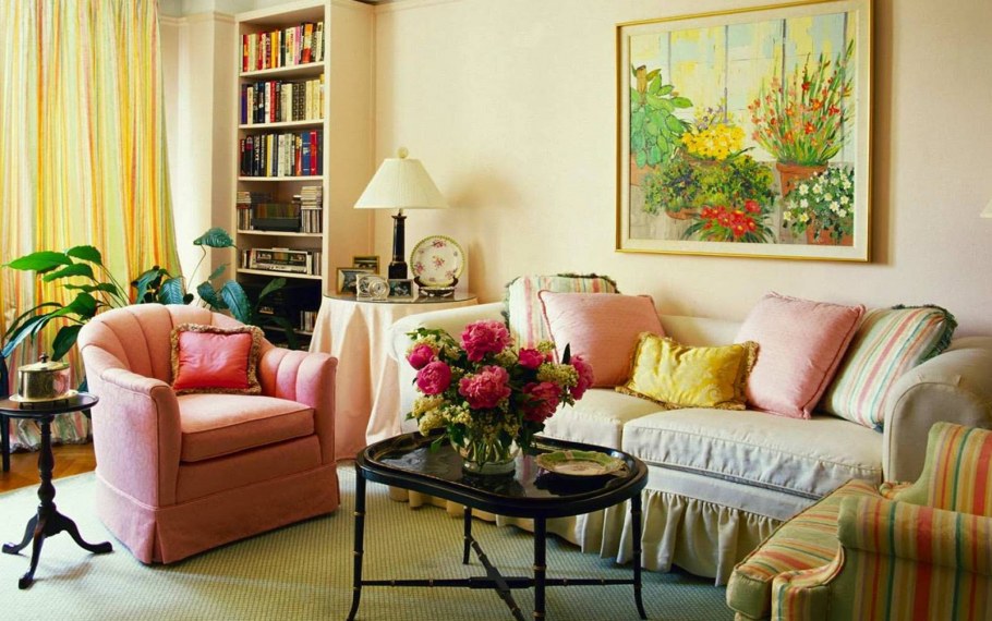 Лососевый цвет в интерьере