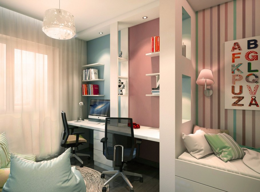 Зонирование комнаты школьника