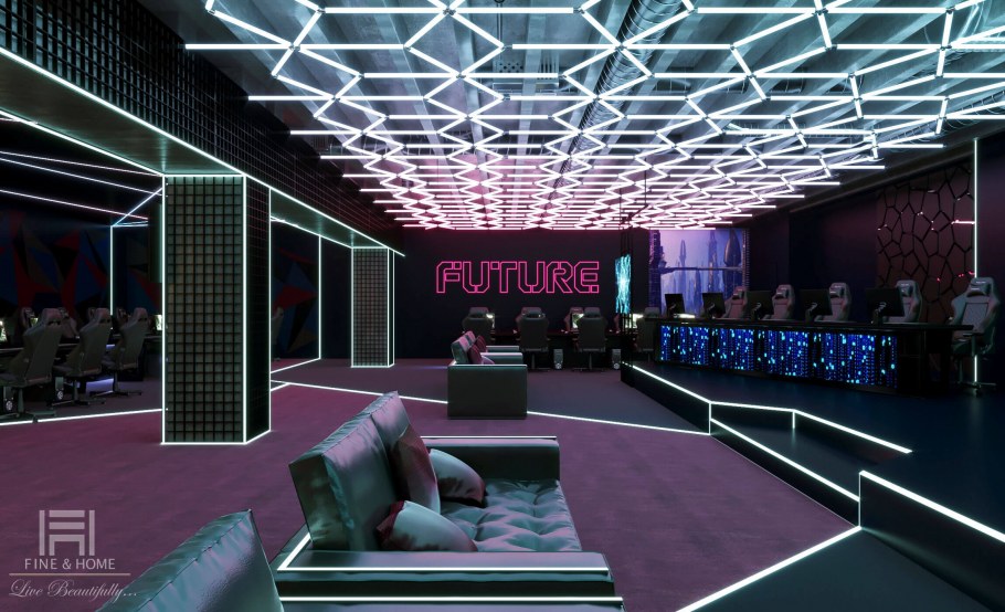 Дизайн клуба в стиле киберпанк