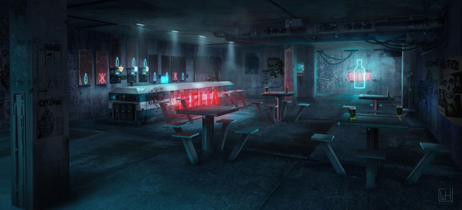 Киберпанк кафе арт