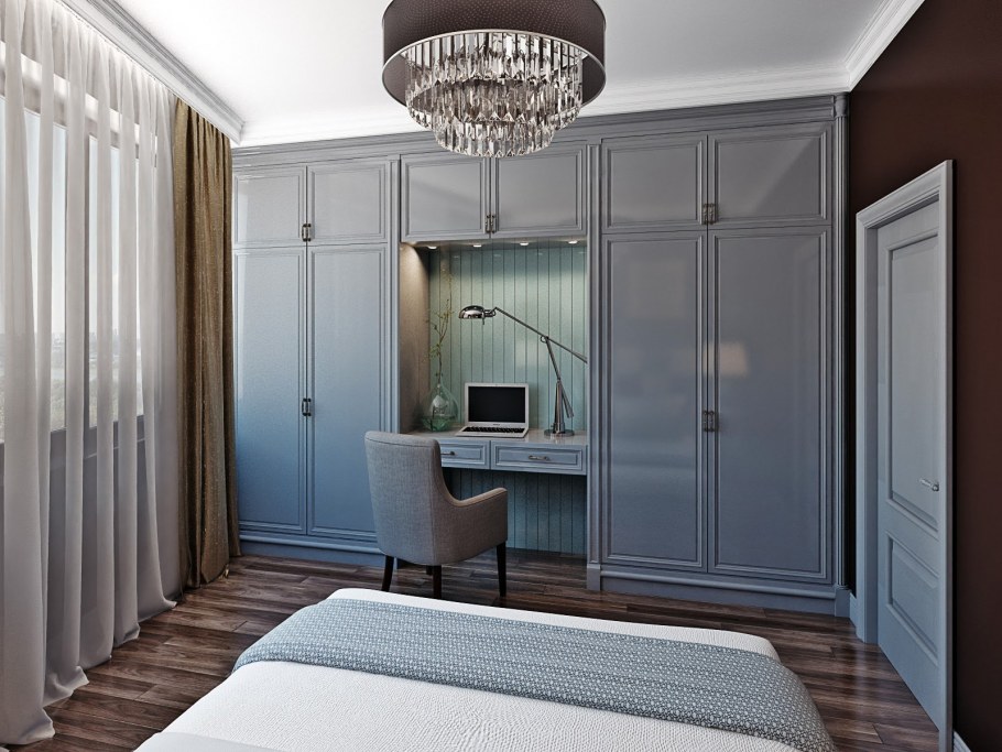 Спальня с большой кроватью и телевизором