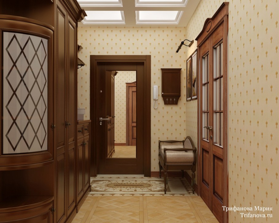 Прихожая в частном доме в классическом стиле