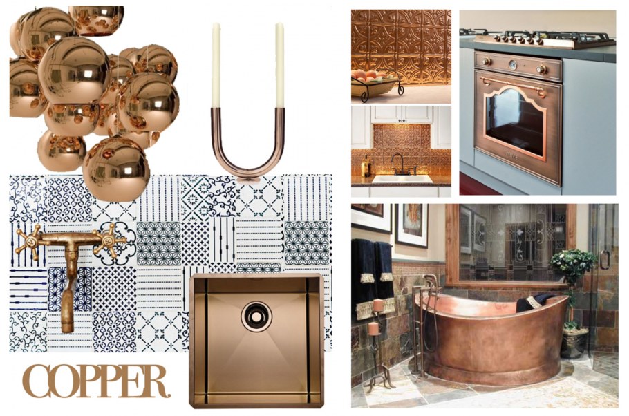 Кухня с медными вставками