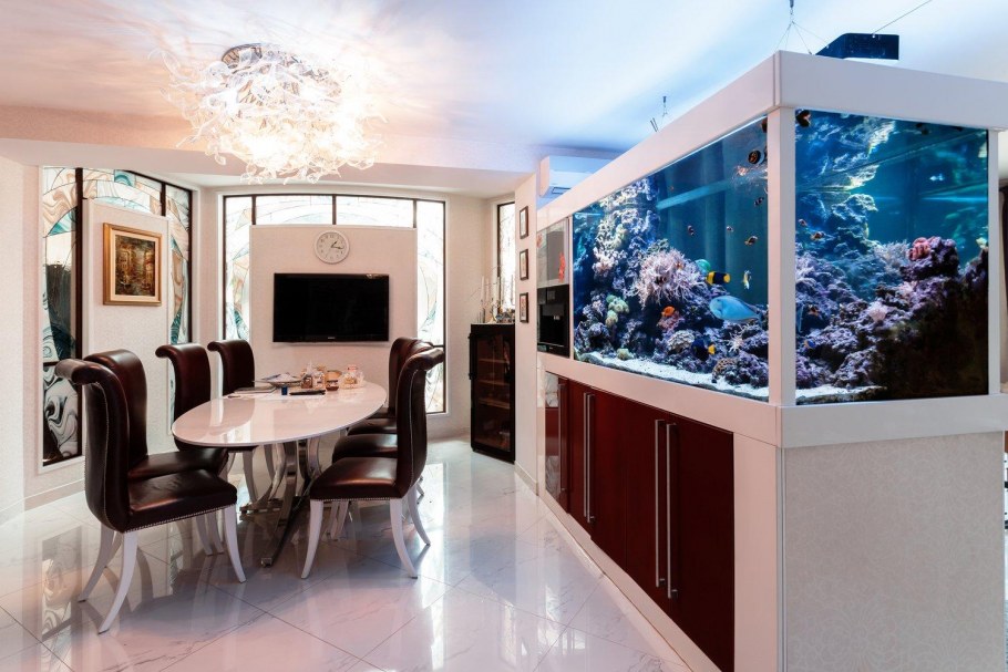 Белый красивый аквариум