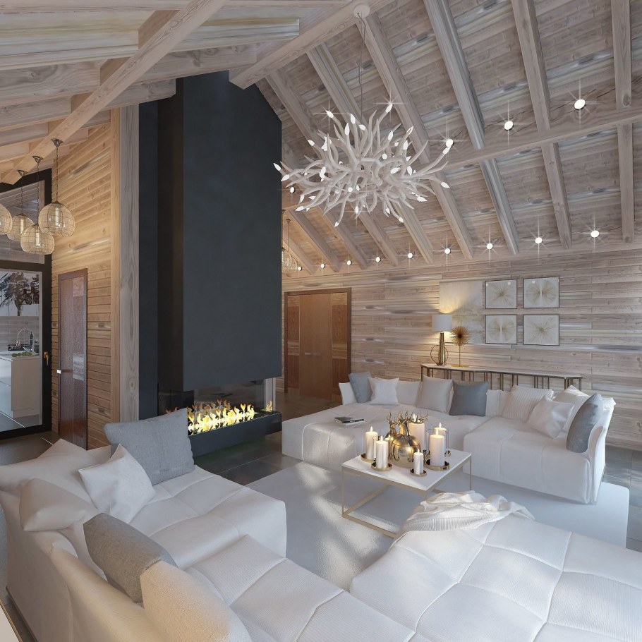 Интерьер сруба в современном стиле