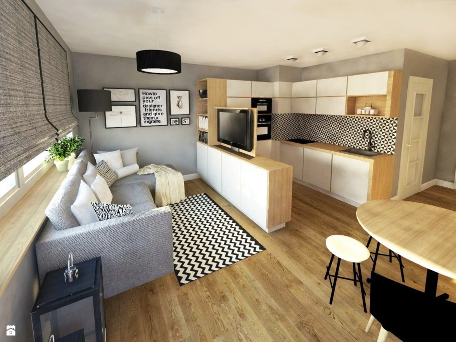 Маленькая кухня-гостиная планировка