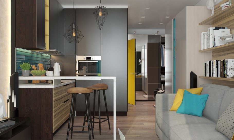 Гостиная студия 20 кв м