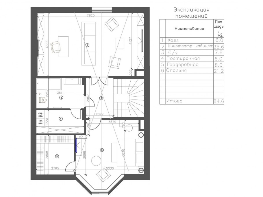 План таунхауса 3 этажа с гардеробной
