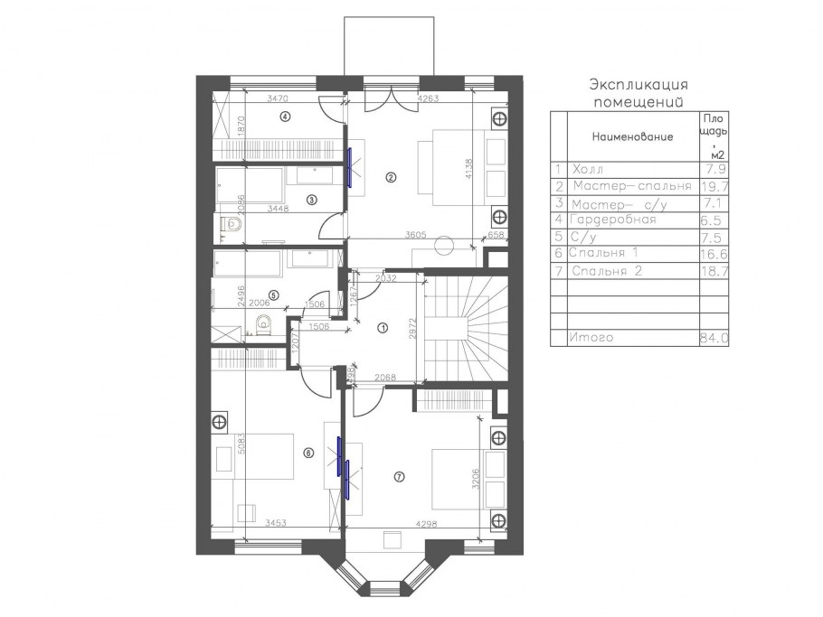 План таунхауса гардеробной
