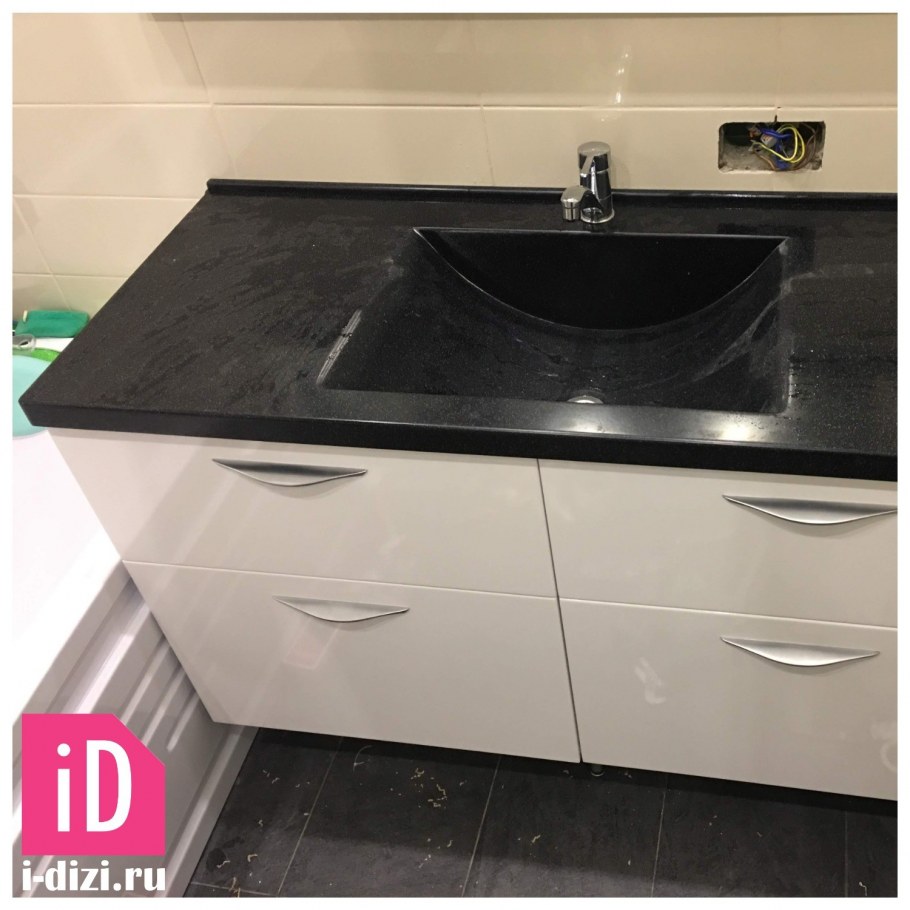 IBX, раковина из натурального камня Urano левая 120 см, цвет pizarra