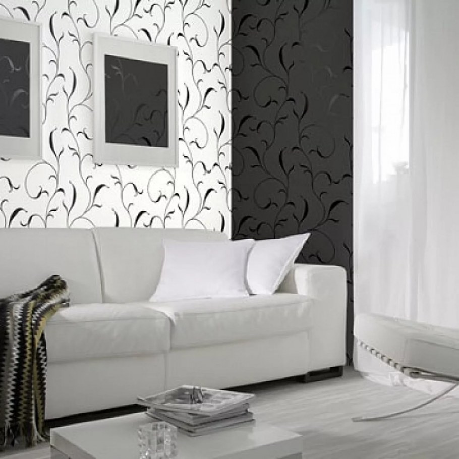 Интерьер с серыми стенами и белой мебелью