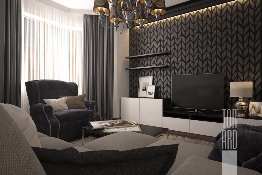 Черная стена в интерьере