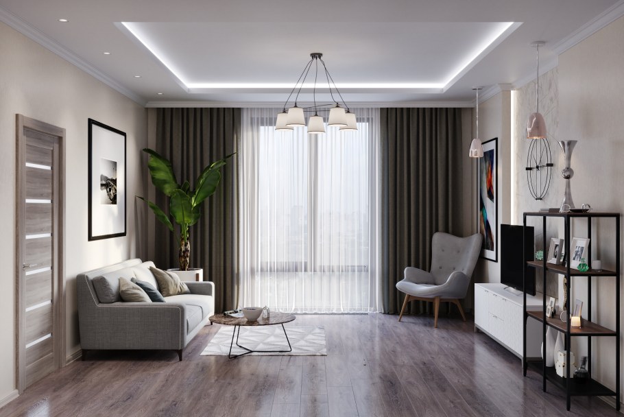 Интерьер зала в современном стиле