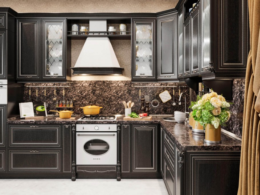 Коричневая кухня в интерьере