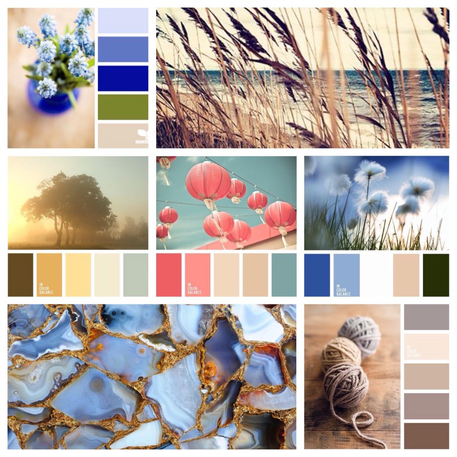 Сочетание цветов голубой и бежевый