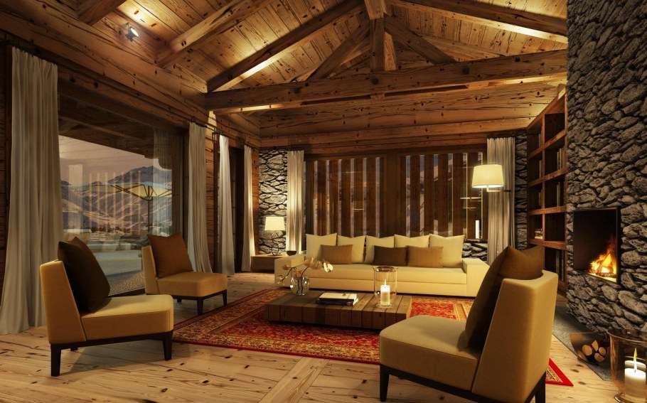 Интерьер беседки в стиле Шале