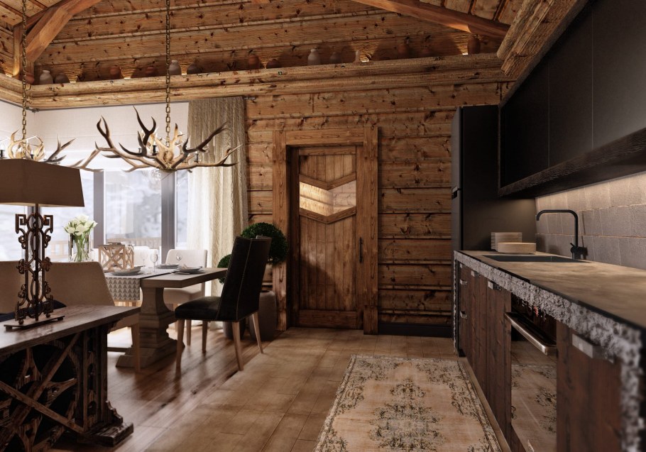 Интерьер бани в стиле Шале