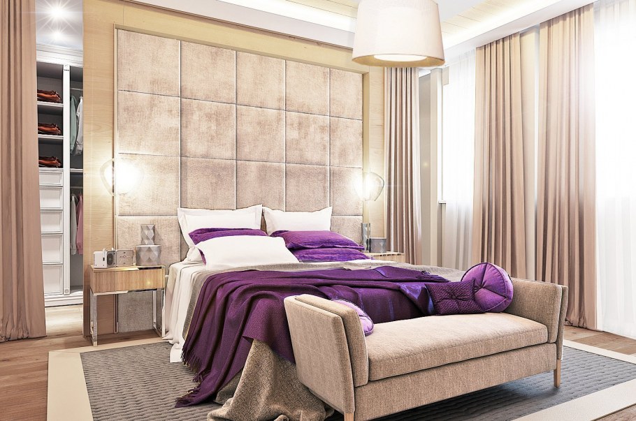 Бежевый и фиолетовый в интерьере