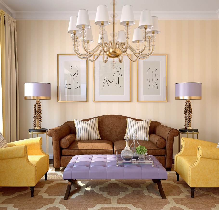 Сочетание цветов в интерьере гостиной