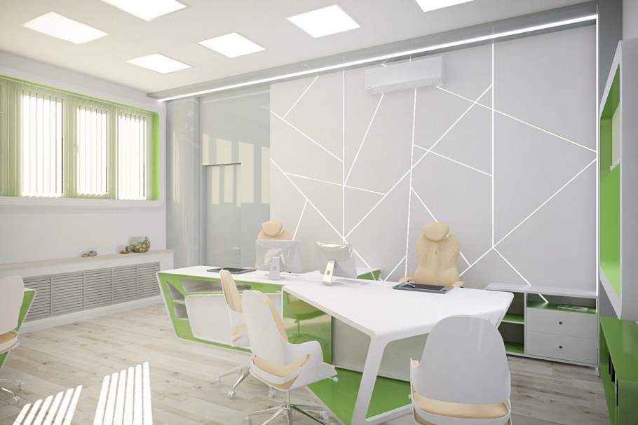 Офис в зеленых тонах
