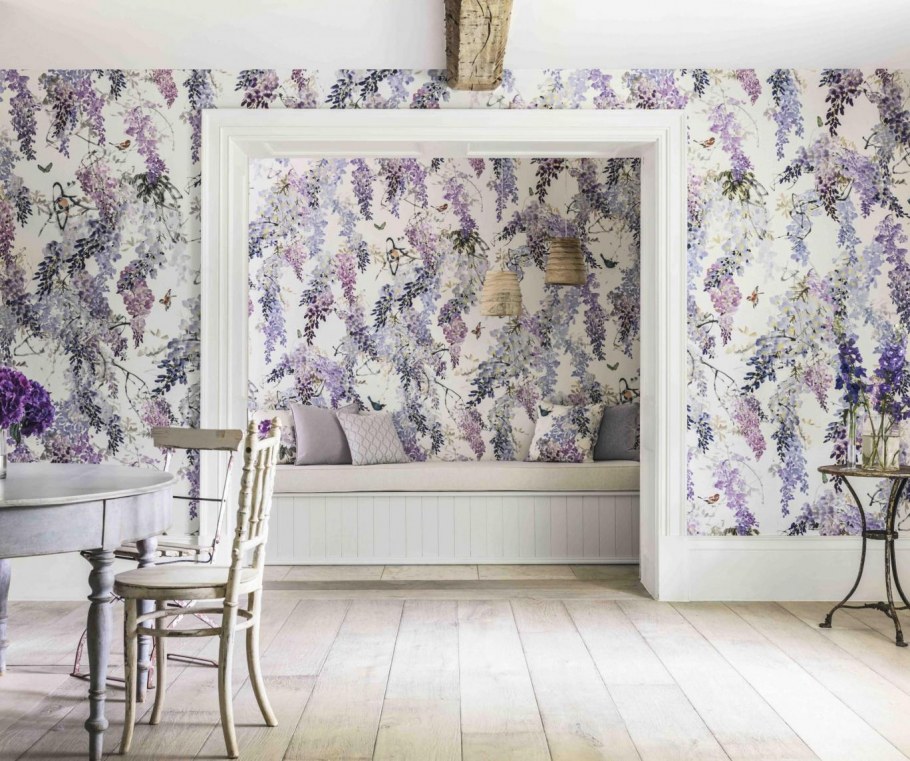 Фреска на стену с глицинией