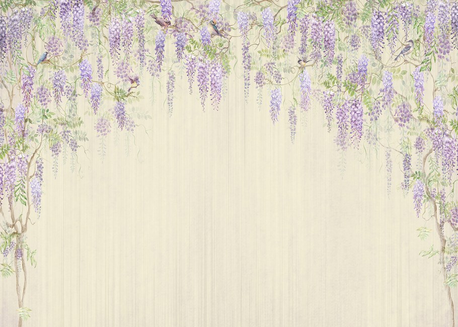 Декор изголовья кровати обоями