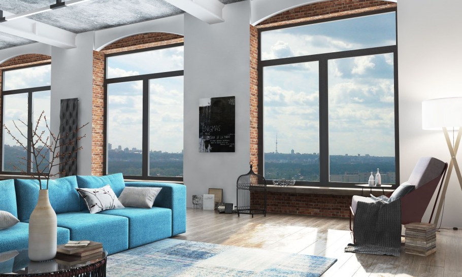 Большие окна в интерьере