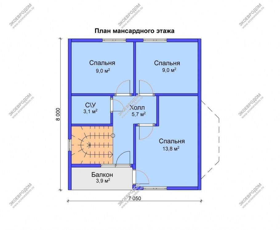 Интерьер мансарды