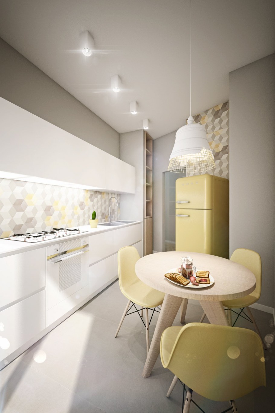 Интерьер кухни в нежных тонах