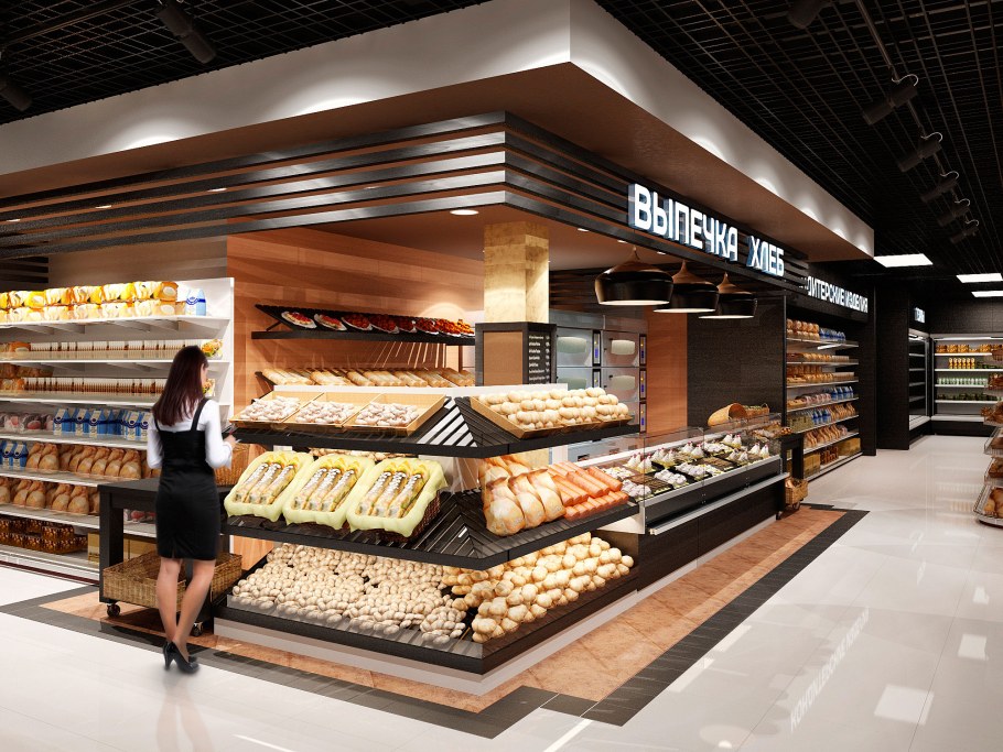 Красивые интерьеры продуктовых магазинов